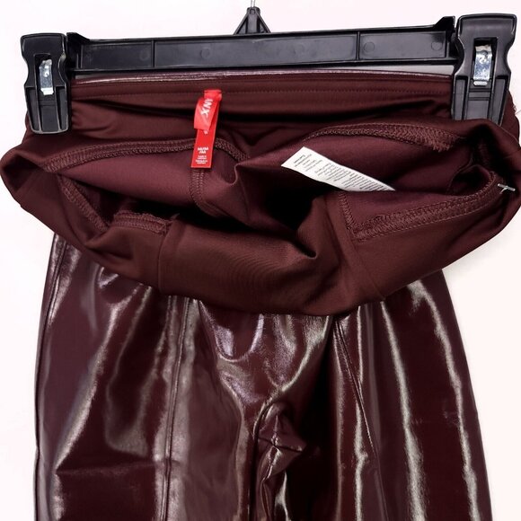 Spanx Fully Lined Shaping Legging Faux Patent Leather Shiny Ruby Womens Medium - Picture 13 of 16